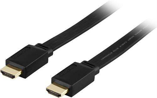 HDMI-kaapeli, HDMI High Speed With Ethernet, 19-pin Uros - Uros, Litteä, 10m, Musta