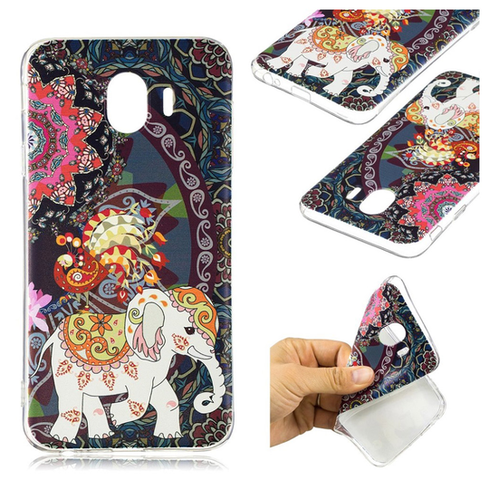 Samsung Galaxy J4 (2018) kuvioinen printti suojakotelo - Kukka ja Norsu
