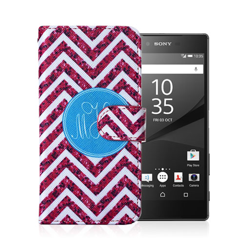 Moberg Sony Xperia Z5 Nahkakotelo - Ruusuinen Chevron Kuvio