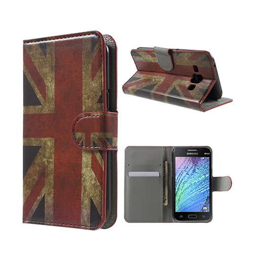 Moberg Samsung Galaxy J1 Nahkakotelo Standillä - Vanhanaikainen Britannian Lippu