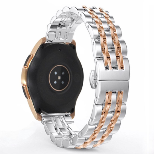 Samsung Galaxy Watch (42mm) stainless steel buckle watch band - Rose Gold / Silver