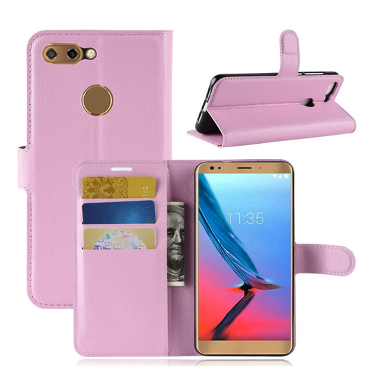 ZTE Blade V9 Liitsihedelmän Jyvä Nahka Lompakko Kuori - Pinkki