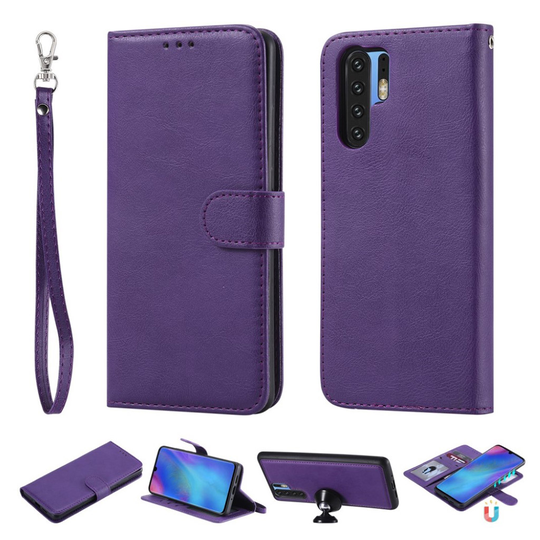 Huawei P30 Pro irroitettava 2-in-1 nahkainen flip suojakotelo - Violetti