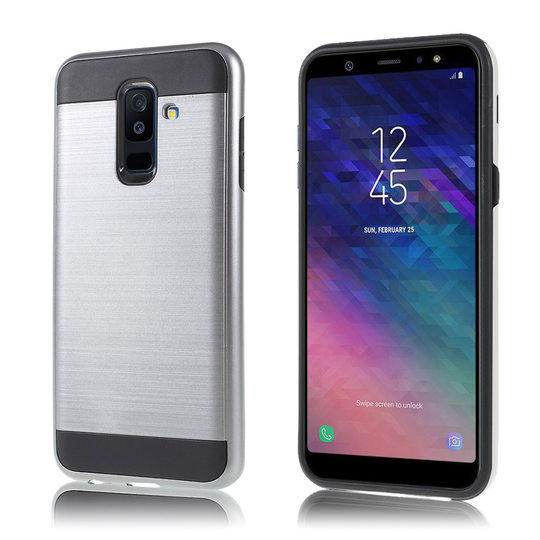 Samsung Galaxy A6 Plus harjattu PC ja TPU kombo Takaosa Suojakuori - Harmaa
