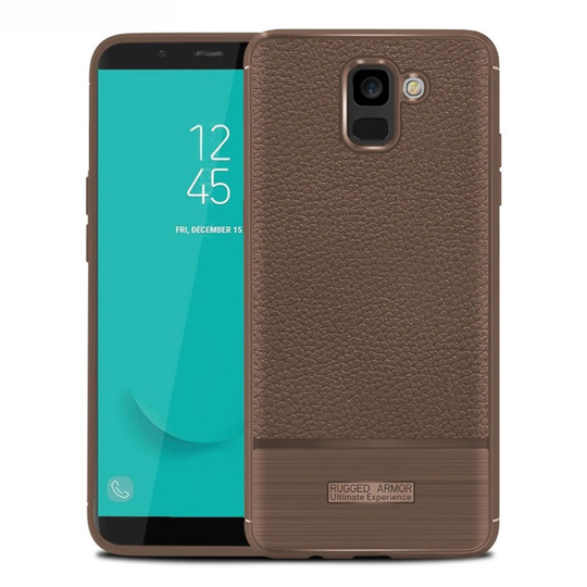 Samsung Galaxy J6 (2018) Liitsihedelmän Jyvä Harjattu Pehmeä Muovi Takasuoja kuori - Kahvi