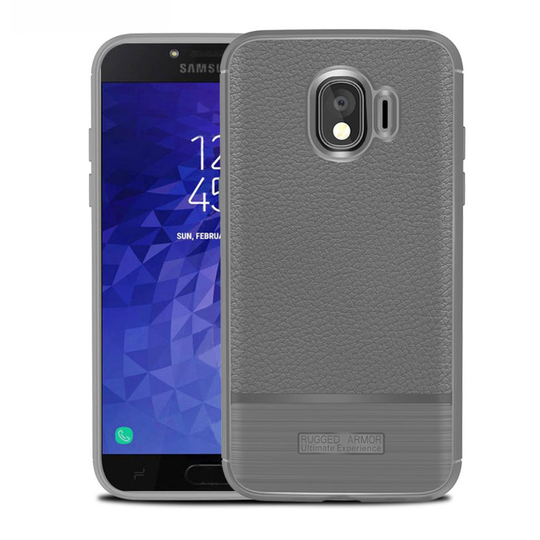 Samsung Galaxy J4 (2018) litsi tuntuinen harjattu suojakotelo - Harmaa