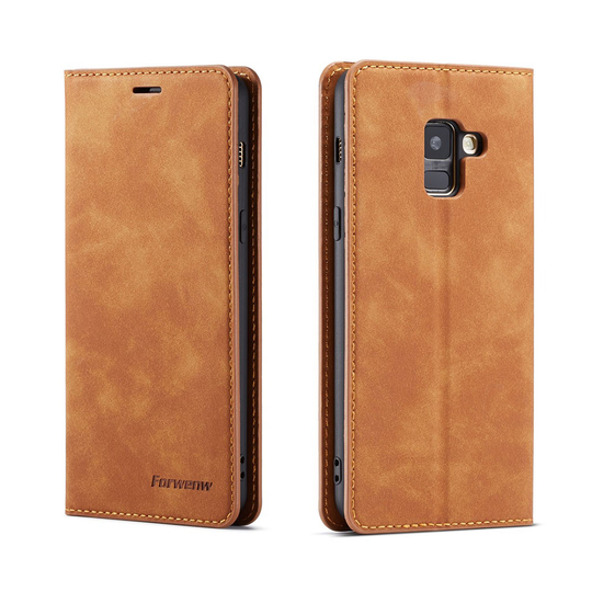 FORWENW Samsung Galaxy A8 (2018) nahkainen suojakotelo - Ruskea