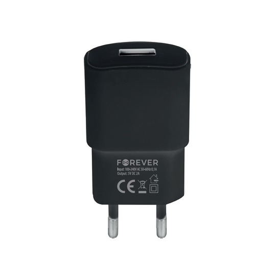 Forever TC-01 Laturi 2A + USB Type-C -latauskaapeli musta