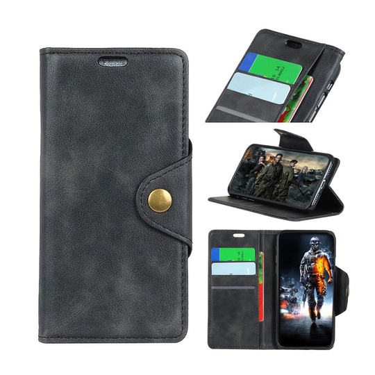 Samsung Galaxy S10 tuki nahkainen flip Suojakotelo - Musta