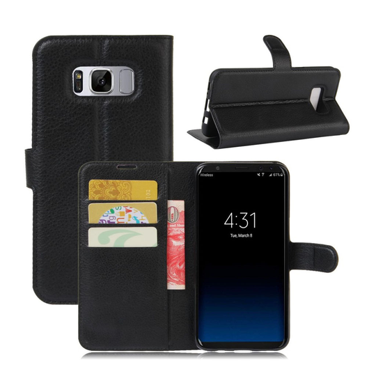 Samsung Galaxy S8 Litsi Kuvioinen Magneetti Nahkakotelo - Musta