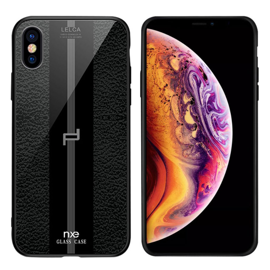 NXE LELCA iPhone XS tuntuinen kuvioinen suojakotelo - Musta