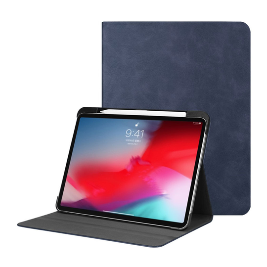 iPad Pro 11 inch (2018) silkin pehmeä synteetti nahkainen suojakotelo - Tumman Sininen