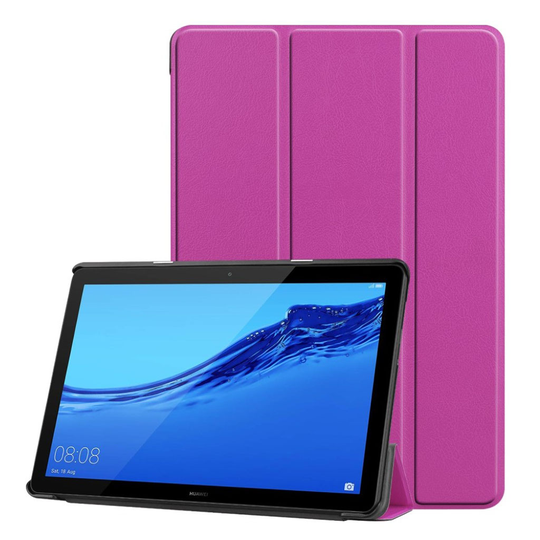 Huawei MediaPad T5 tablettiin taivutettava synteetti nahkainen muovinen suojaava kuori - Violetti