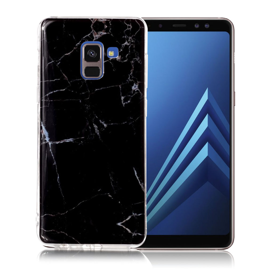Samsung Galaxy A8 (2018) IMD Kuviollinen Pehmeä TPU Takasuoja Kuori - Musta Marmori