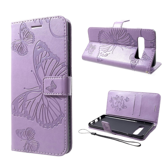 Samsung Galaxy S10 Plus painettu perhos kuvio nahkainen flip Suojakotelo - Violetti