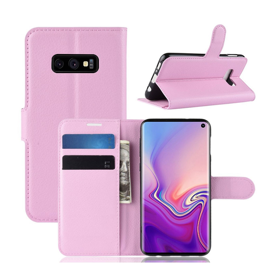 Samsung Galaxy S10e litsi nahkainen flip Suojakotelo - Pinkki