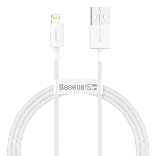 Baseus Lightning - kaapeli 1m 2.4A - valkoinen