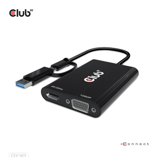 CLUB 3D USB Gen1 Type-C/-A To Dual HDMI