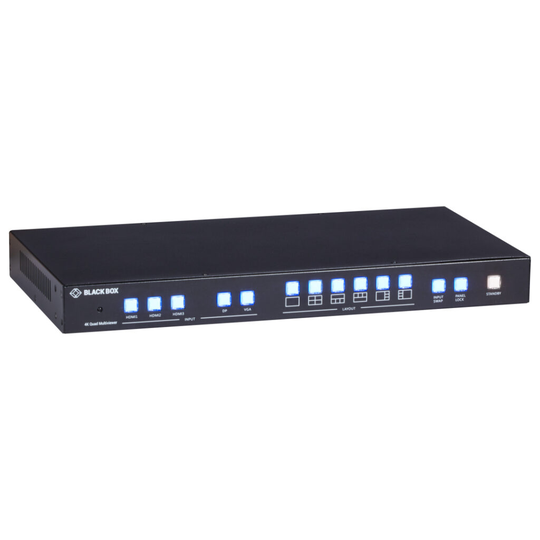 BLACK BOX QUAD MULTIVIEWER - 4K60, HDMI, DISPLAYPORT, VGA, 5X1