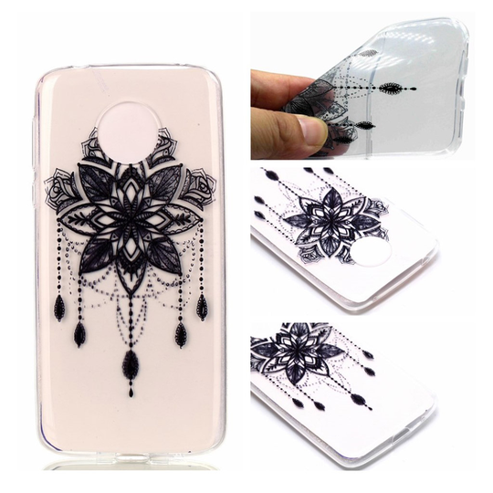 Motorola Moto G6 Play Kuvio Painutus TPU Puhelin kuori - Musta Kukka