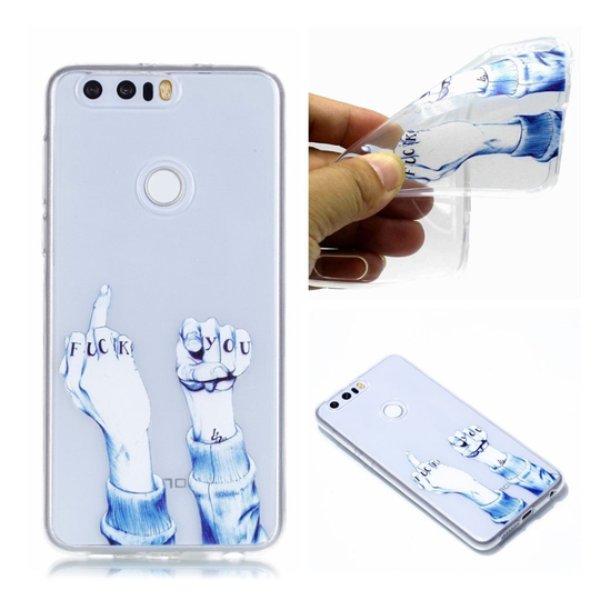 Huawei Honor 8 Kuviollinen Pehmeä TPU Takasuoja Kuori - Fuck You Käsi