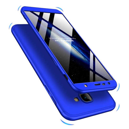 Samsung Galaxy J4 Plus (2018) GKK 3-palainen matta pintainen kova muovinen takasuoja kuori - Sininen