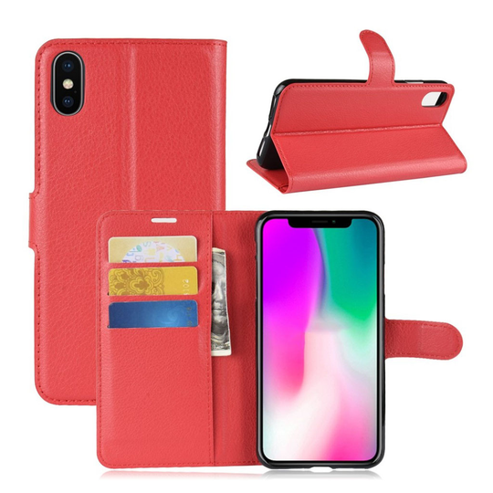 iPhone Xr Liitsihedelmä Jyväinen Lompakko Suojakotelo Synteetti Nahasta - Punainen