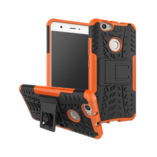 Huawei Nova Rengaskuvioinen Joustava Kuori Standillä - Oranssi