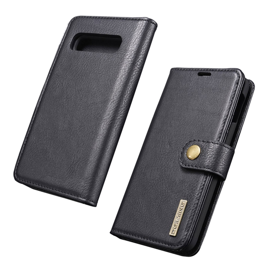 DG.MING Samsung Galaxy S10 Plus 2-in-1 haljasnahkainen suojakotelo - Musta