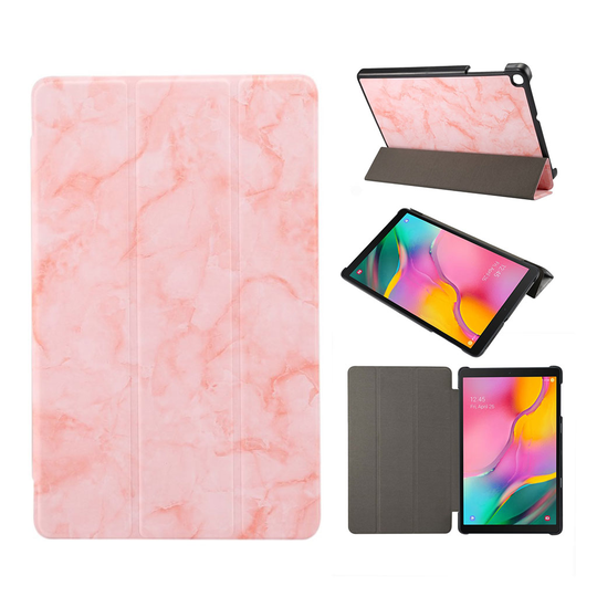 Samsung Galaxy Tab A 10.1 (2019) marble tri-fold leather case - Pink