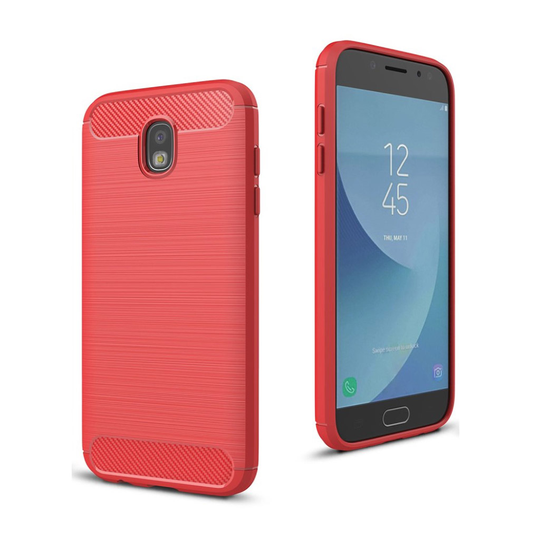 Samsung Galaxy J7 (2017) hiilitekstuurinen suojakuori - Punainen