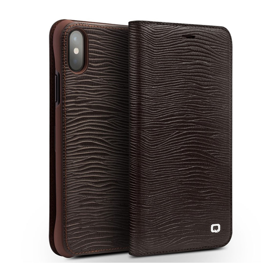 QIALINO iPhone X business nahkakotelo - Kahvi