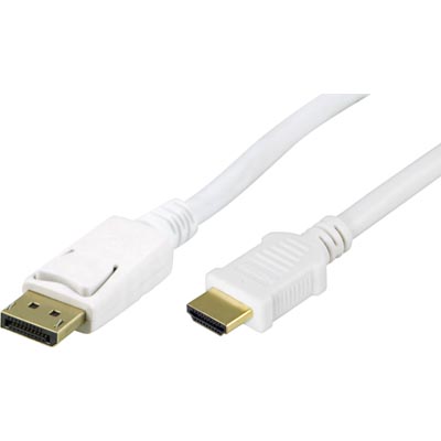 DELTACO DisplayPort - HDMI monitorikaapeli ääni 3m valk