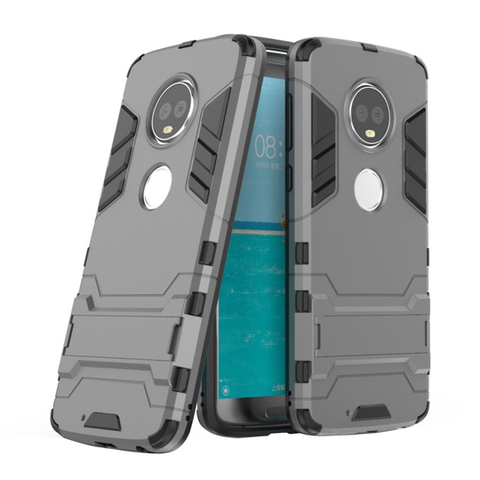 Motorola Moto G6 Muovi + TPU Hybriidi puhelinkuori missä Kickstand Plus - Harmaa