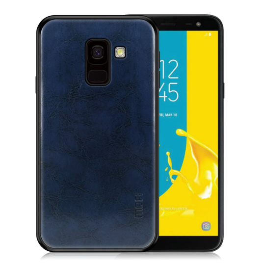 Samsung Galaxy J6 (2018) MOFI Synteetti Nahka Pinnoitettu Kova Muovinen Takasuoja Kuori - Sininen