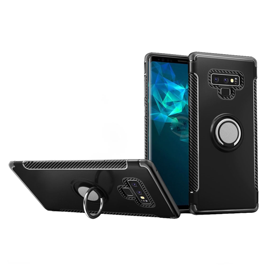 Samsung Galaxy Note9 Hybriidi Muovinen Takasuoja Kuori Missä Magneetti Ja Sormirengas - Musta