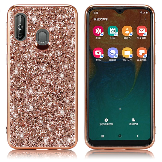 Glitter Samsung Galaxy A40 kuoret - Ruusukulta