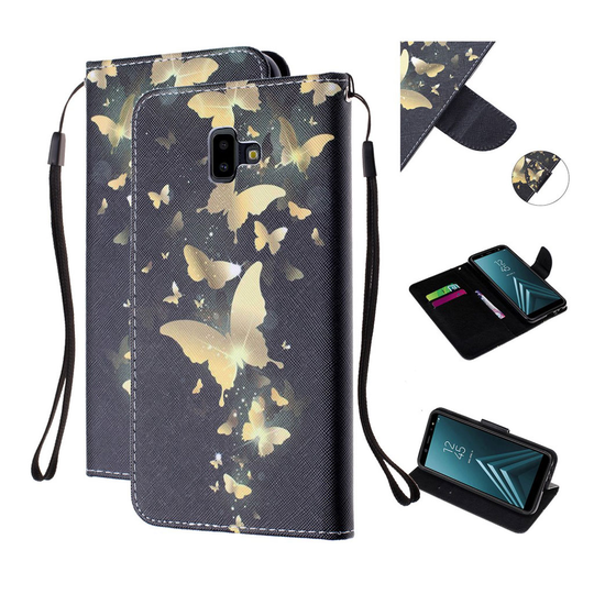 Samsung Galaxy J6 Plus (2018) pattern leather case - Gold Butterfly