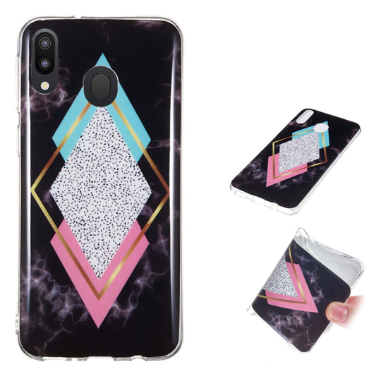 Marble Samsung Galaxy M20 kuoret - Timantti Sininen / Ruusu Marmori