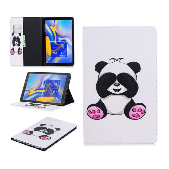 Samsung Galaxy Tab A 10.5 kuviollinen seisova mallinen synteetti nahkainen suojakotelo missä kortti paikat - Söpö Panda