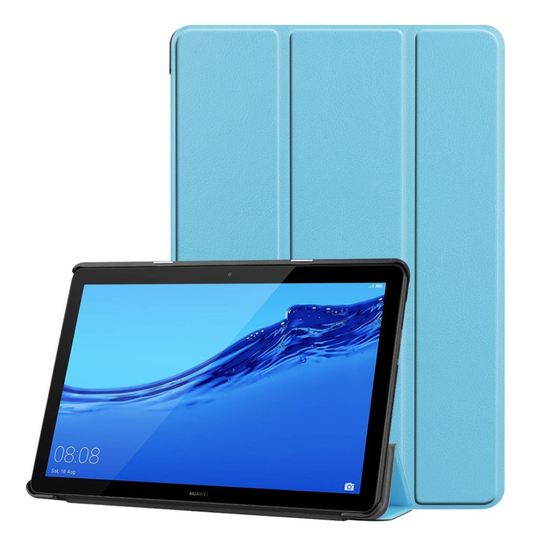 Huawei MediaPad T5 tablettiin taivutettava synteetti nahkainen muovinen suojaava kuori - Vaalean Sininen