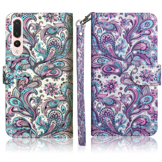 Huawei P20 Pro kuvioitu nahkainen suojakotelo - Paisley Kukka
