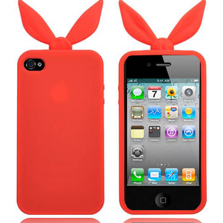 Funny Bunny (Punainen) iPhone 4/4S Silikonikuori