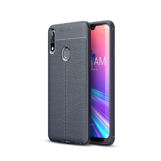 Asus ZenFone Max Pro (M2) litsi pintainen pehmeä suojakotelo - Tummansininen