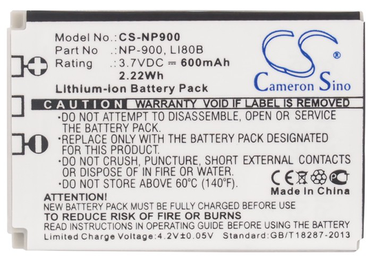 Minolta NP-900 02491-0015-00 BATS4 02491-0037-00 yhteensopiva akku 600 mAh