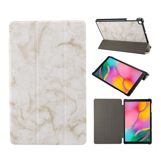 Samsung Galaxy Tab A 10.1 (2019) marble tri-fold leather case - White