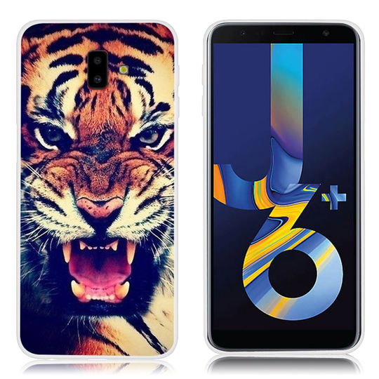 Samsung Galaxy J6 Plus (2018) kuviollinen joustava takasuoja kuori silikooni muovista - Tiikeri
