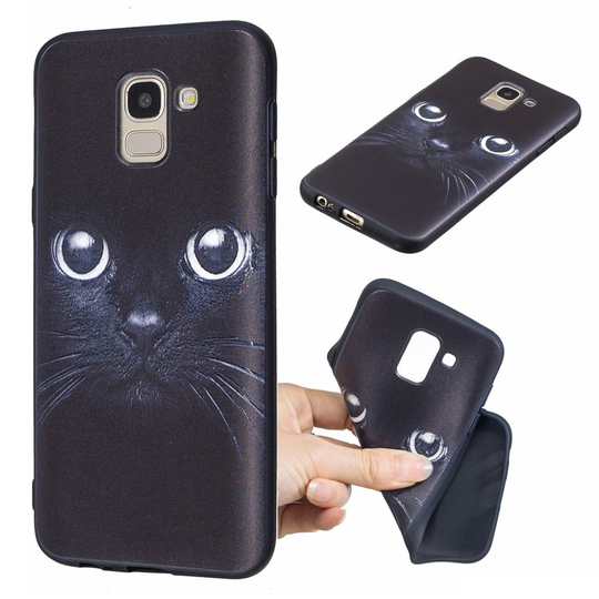 Samsung Galaxy J6 (2018) Kohokuviollinen joustava silikooni muovinen takasuoja kuori - Kissa