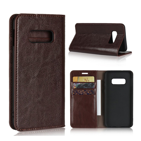 Crazy Horse Samsung Galaxy S10e genuine leather case - Coffee