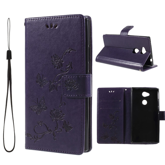Sony Xperia L2 perhoskukka suojakotelo - Tummanvioletti